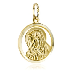 Złoty medalik okrągły z Matką Boską w Chuście próby 585